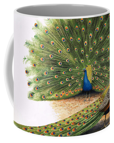 Peacock Coffee Mug featuring the painting Peacocks by RB Davis