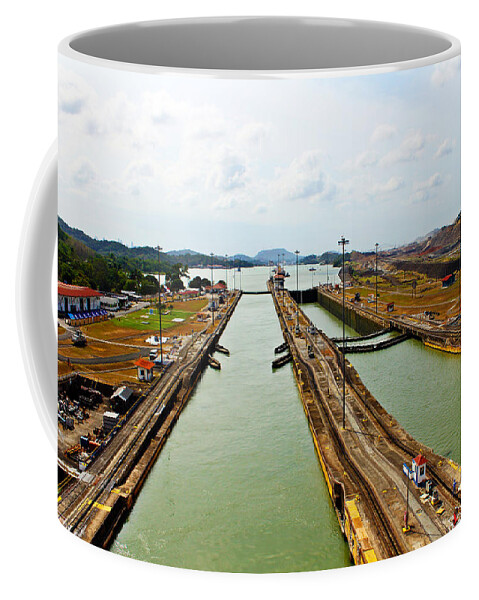 Pedro Miguel Locks Coffee Mug featuring the photograph Pedro Miguel Locks Panama Canal by Kurt Van Wagner