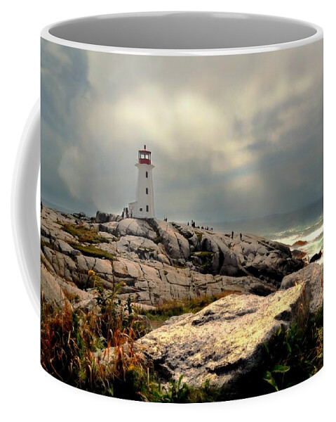 Landscape Coffee Mug featuring the photograph Peggy's Lighthouse by Diana Angstadt