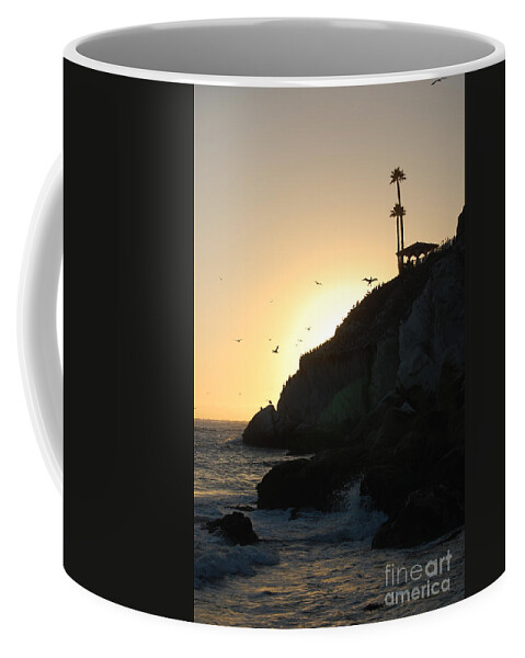 Pismo Beach Coffee Mug featuring the photograph Pelicans Gliding At Sunset by Debra Thompson