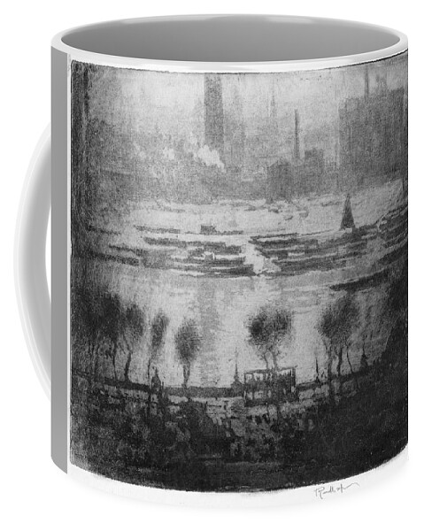 1909 Coffee Mug featuring the painting Pennell Thames, 1909 by Granger