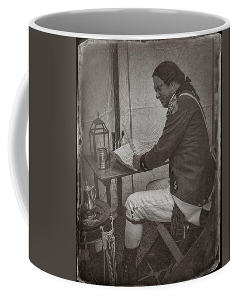 Revolutionary War Reenactment Coffee Mug featuring the photograph Penning a Letter to King George the Third  by Priscilla Burgers
