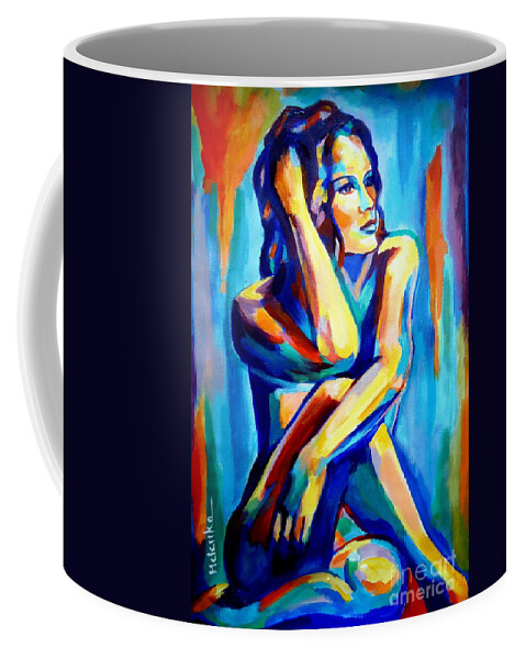 Nude Figures Coffee Mug featuring the painting Pensive Figure by Helena Wierzbicki