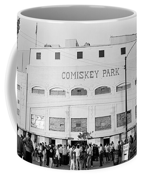Photography Coffee Mug featuring the photograph People Outside A Baseball Park, Old by Panoramic Images