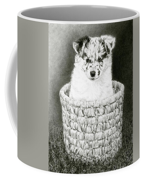 Border Collie Coffee Mug featuring the drawing Pepper by Ann Ranlett