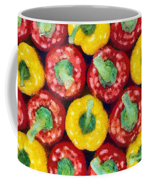 Still Life Coffee Mug featuring the painting Peppers by George Atsametakis