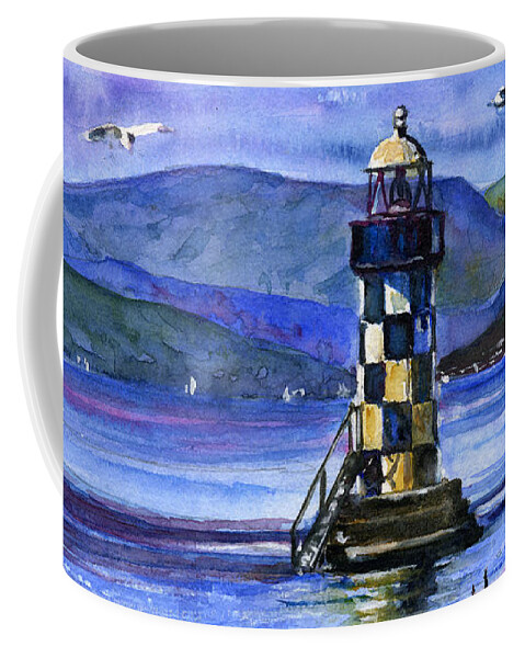 Scotland Coffee Mug featuring the painting Perch Lighthouse Glasgow Scotland by John D Benson