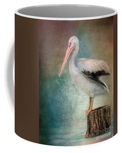 American White Pelican Coffee Mug featuring the photograph Perched Pelican by Jai Johnson