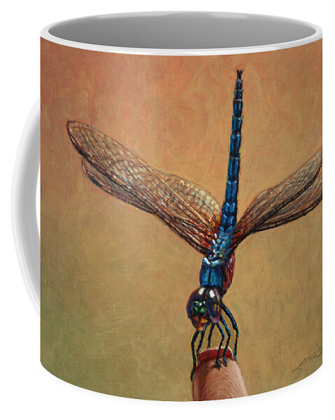 Dragonfly Coffee Mug featuring the painting Pet Dragonfly by James W Johnson