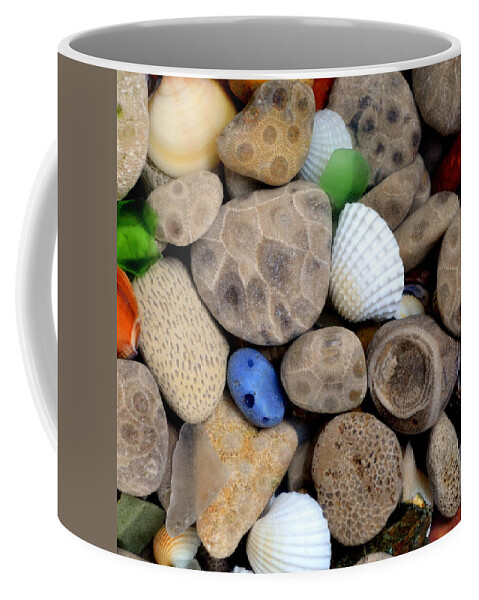 Square Coffee Mug featuring the photograph Petoskey Stones V by Michelle Calkins