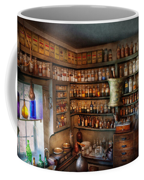 Hdr Coffee Mug featuring the photograph Pharmacy - Medicinal chemistry by Mike Savad