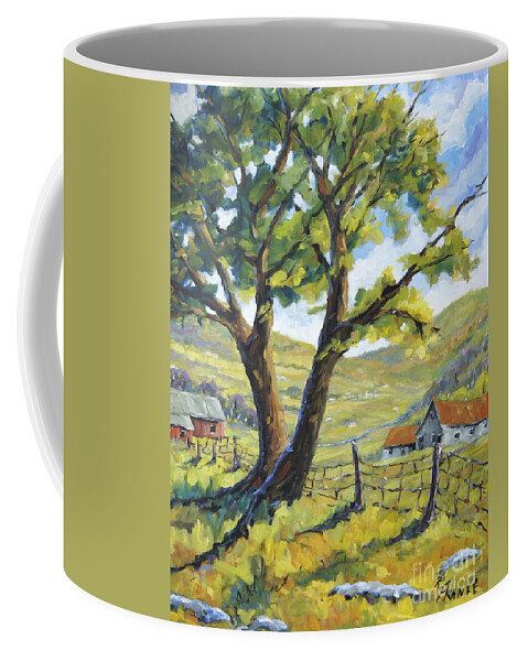 Canadian Landscape Created By Richard T Pranke Coffee Mug featuring the painting Picnic with a View by Prankearts by Richard T Pranke