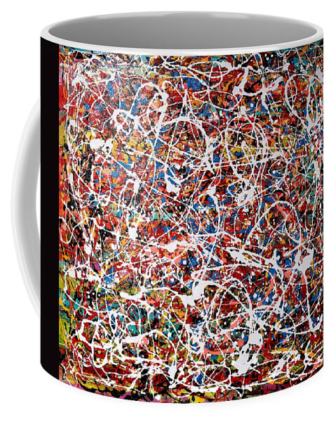 Abstract Coffee Mug featuring the painting PIETYZ POLLOCK - In Search of Love by Piety Dsilva