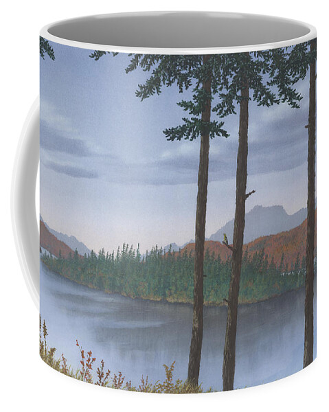 Lake Coffee Mug featuring the painting Pine Island by Peter Rashford