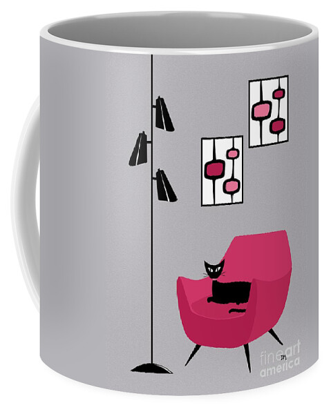 Pink Coffee Mug featuring the digital art Pink 4 on Gray by Donna Mibus