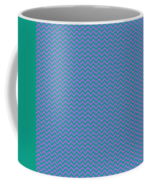 Pink Coffee Mug featuring the digital art Pink and Blue Chevron by Cassie Peters