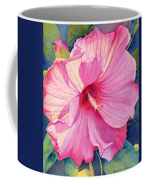 Pink Flower Coffee Mug featuring the painting Pink Hibiscus by Brenda Beck Fisher