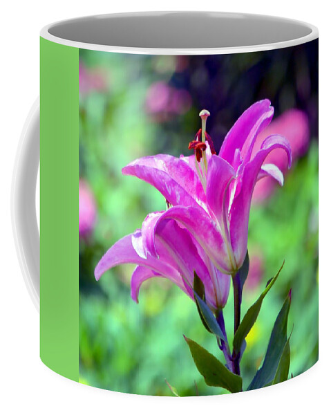 Lily Coffee Mug featuring the photograph Pink Lilies by Deena Stoddard