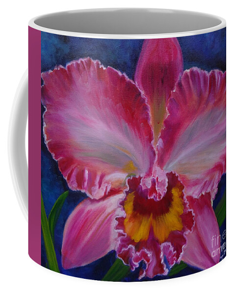 Cattleya Orchid Coffee Mug featuring the painting Pink Orchid by Jenny Lee