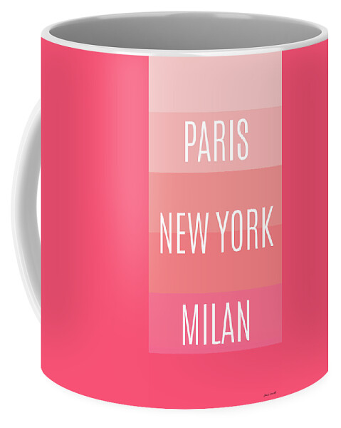 Pink Coffee Mug featuring the painting Pink Travel by Lanie Loreth