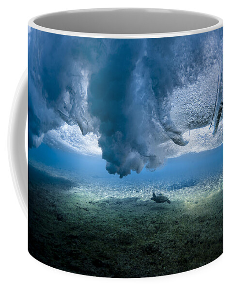 Sea Coffee Mug featuring the photograph Turtle Turbulence by Sean Davey
