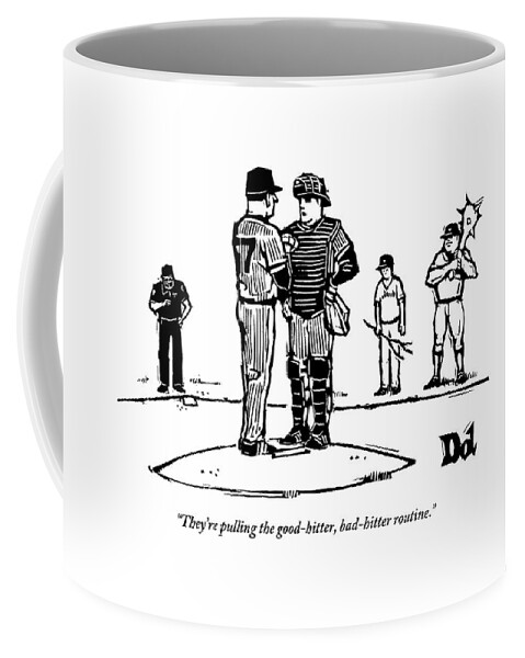 Pitcher And Catcher Stand On Pitcher's Mound Coffee Mug