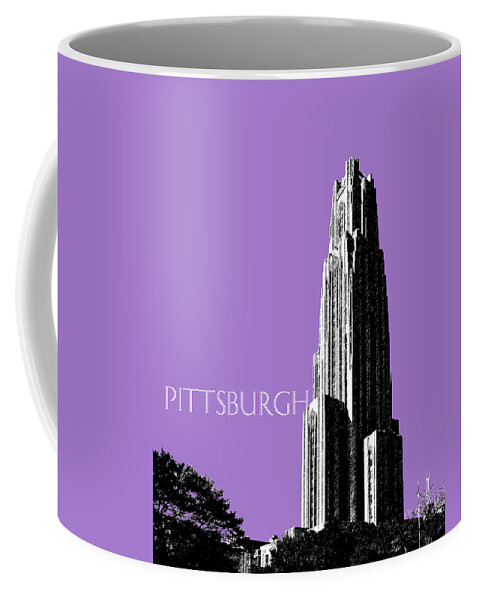Architecture Coffee Mug featuring the digital art Pittsburgh Skyline Cathedral of Learning - Violet by DB Artist