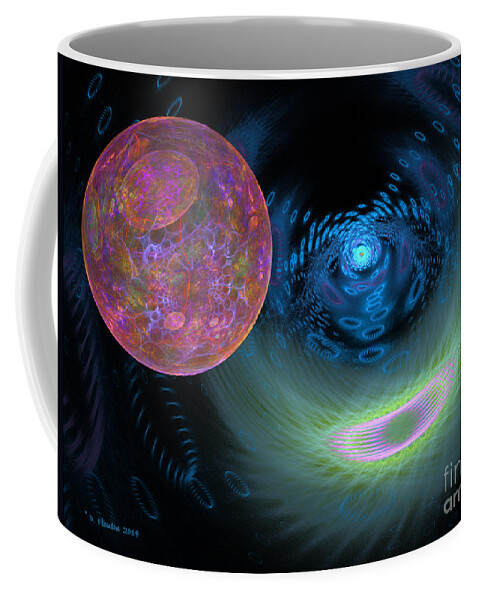 Planet Coffee Mug featuring the digital art Planetary Evolution Abstract Fractal by Dee Flouton