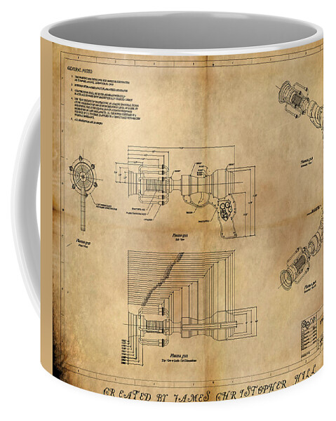 Steampunk Coffee Mug featuring the painting Plasma Gun by James Christopher Hill