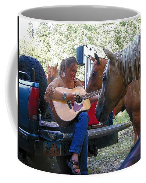 Horse Coffee Mug featuring the photograph Playing for the Herd by Page Holland