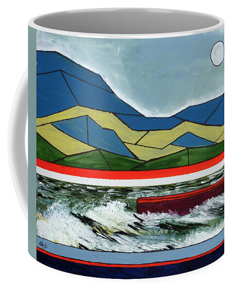 Abstract Landscape Coffee Mug featuring the painting Plinth by Laura Hol Art