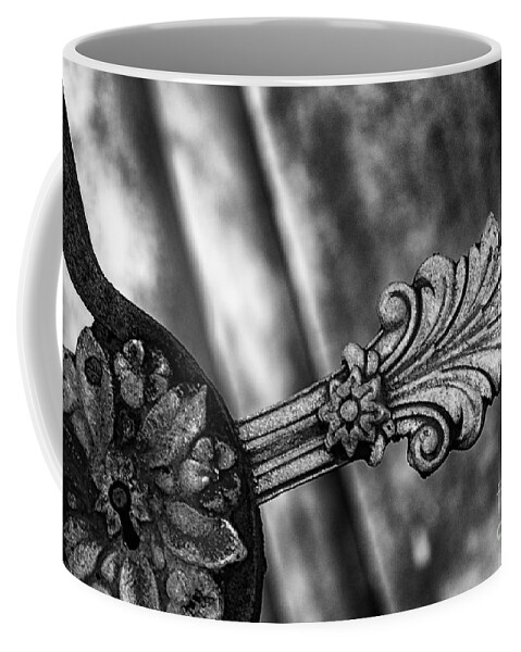 Iron Coffee Mug featuring the photograph Plume and Rosette Cast Iron - Monochrome by Kathleen K Parker