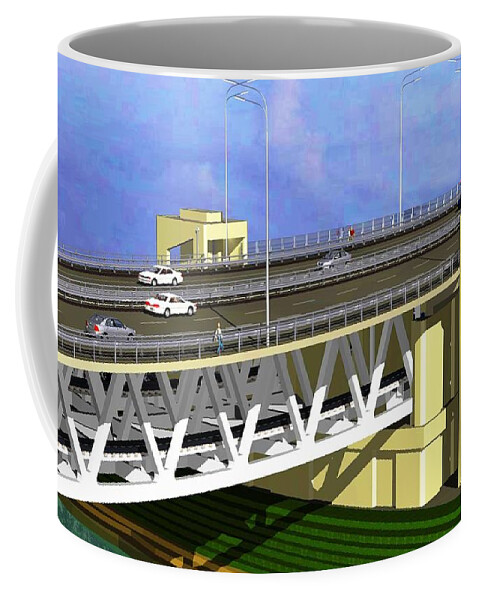 Podilsky Bridge Architecture Coffee Mug featuring the drawing Podilsky Bridge by Oleg Zavarzin