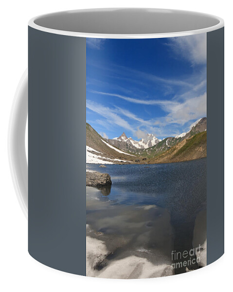 Alpine Coffee Mug featuring the photograph Pointe Rousse lake - vertical composition by Antonio Scarpi