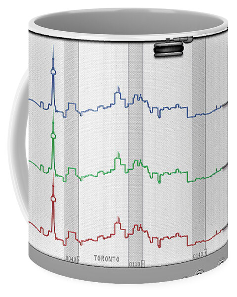 toronto Collection By Serge Averbukh Coffee Mug featuring the digital art Polygraphs - CityPulse - Toronto Skyline by Serge Averbukh