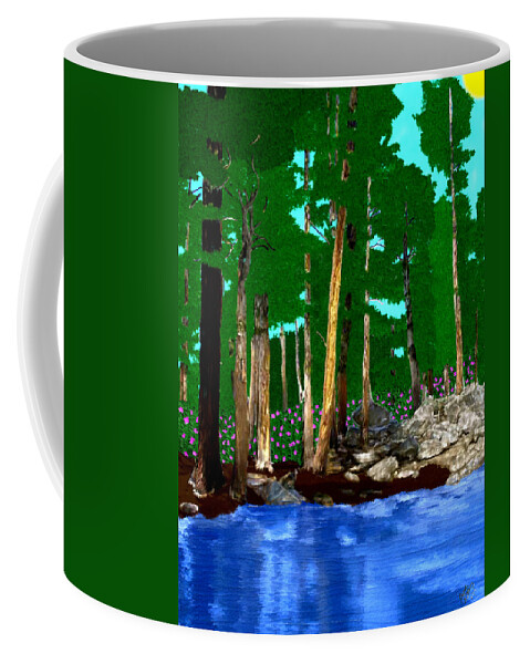 Trees Coffee Mug featuring the painting Pond in the Forest by Bruce Nutting