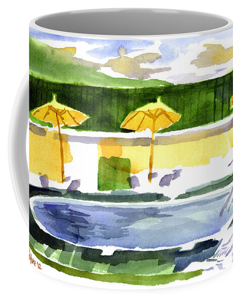 Poolside Coffee Mug featuring the painting Poolside by Kip DeVore