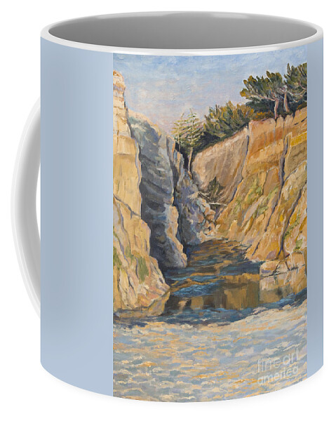 Half Moon Bay Coffee Mug featuring the painting Poplar Cove by Kitty Korzun Moore