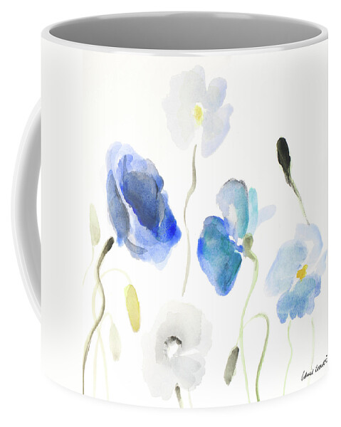 Poppies Coffee Mug featuring the painting Poppies In The Blues II by Lanie Loreth