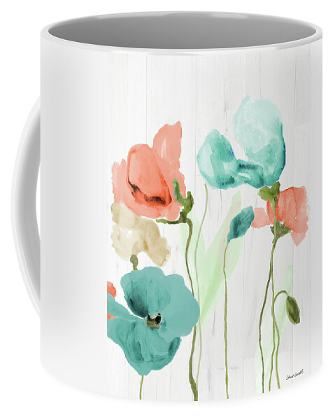 Poppies Coffee Mug featuring the painting Poppies On Wood II by Lanie Loreth