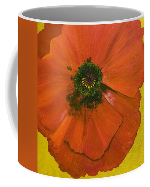 Poppy Flower Red Gold Vivid Nature Flowers Poppies Coffee Mug featuring the painting Poppy by Brenda Salamone