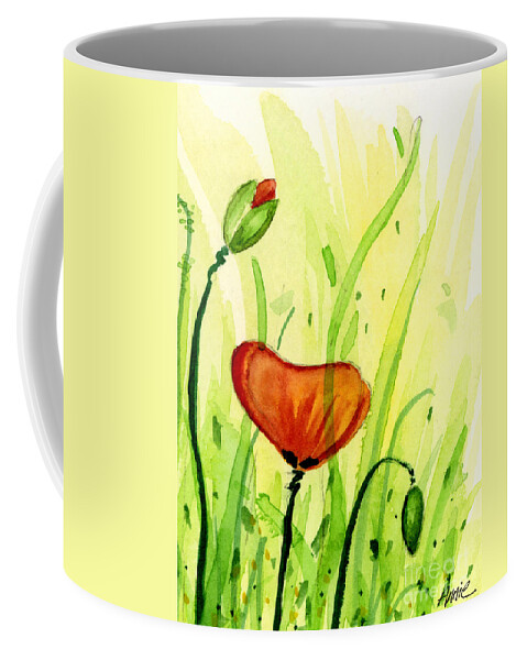 Poppies Coffee Mug featuring the painting Poppy Field 2 of 2 by Annie Troe