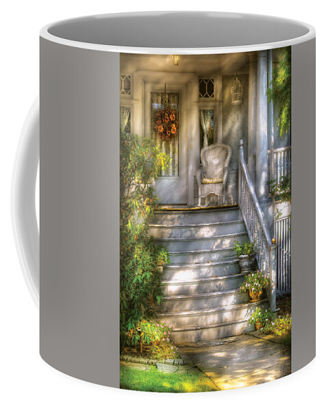 Savad Coffee Mug featuring the photograph Porch - Westfield NJ - Grannies Porch by Mike Savad