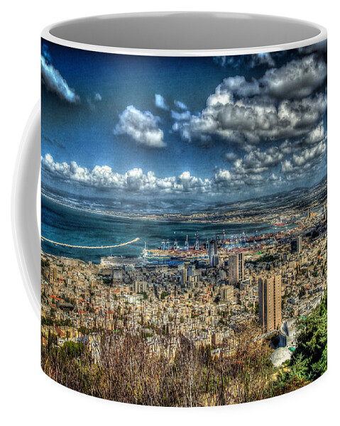 Haifa Coffee Mug featuring the photograph Port of Haifa HDR by David Morefield