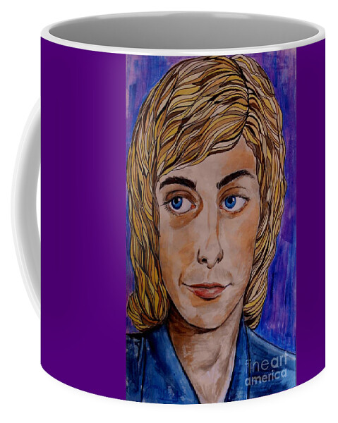 Barry Manilow Coffee Mug featuring the painting Portrait Of Barry 2 by Joan-Violet Stretch
