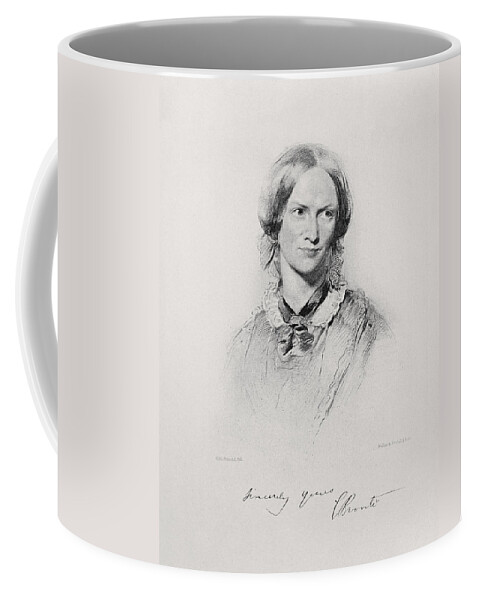 Charlotte Bronte Coffee Mug featuring the drawing Portrait Of Charlotte Bronte, Engraved by George Richmond
