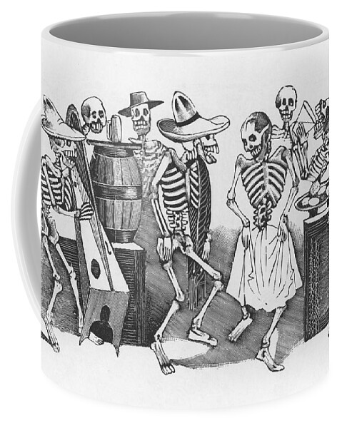 19th Century Coffee Mug featuring the drawing Happy Dance and Wild Party of All the Skeletons by Jose Guadalupe Posada