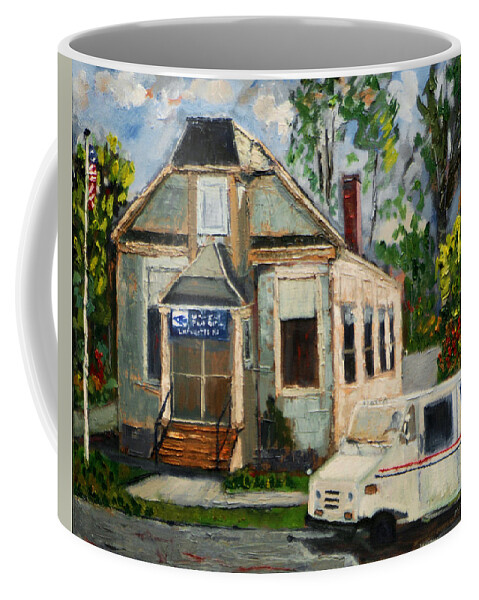 Post Coffee Mug featuring the painting Post Office at Lafeyette NJ by Michael Daniels