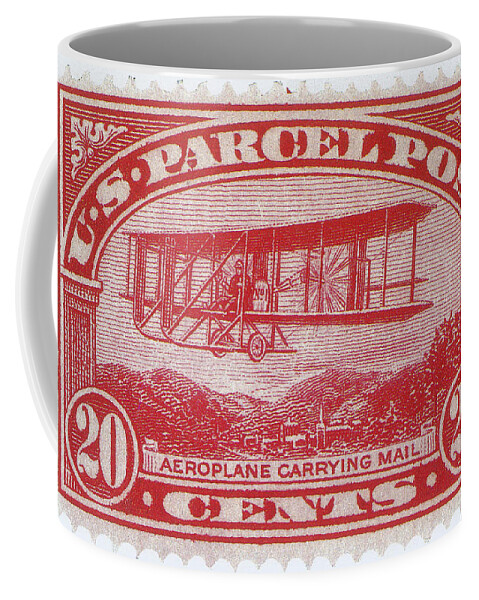 Philately Coffee Mug featuring the photograph Postal Biplane, U.s. Parcel Post Stamp by Science Source