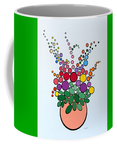 Floral Coffee Mug featuring the painting Potted Blooms - Orange by Thomas Gronowski